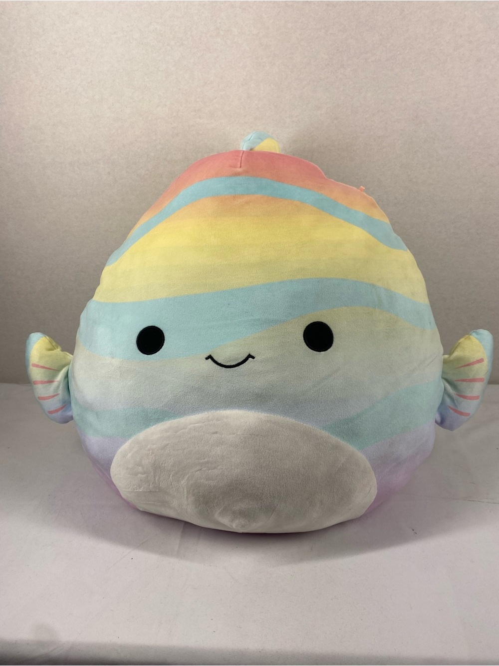 Squishmallow Canda Rainbow Fish Plush - Yellow Blue Pink Cream S16- #1108